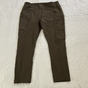 Carhartt Fitted Olive Green Crop Capri leggings Medium Side Pockets Compression